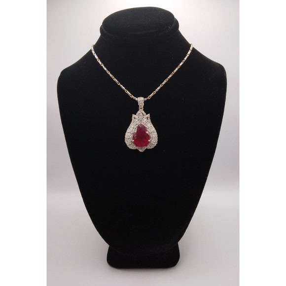14kt Diamond Ruby Pendant with Necklace appraisal - Picture 1 of 8